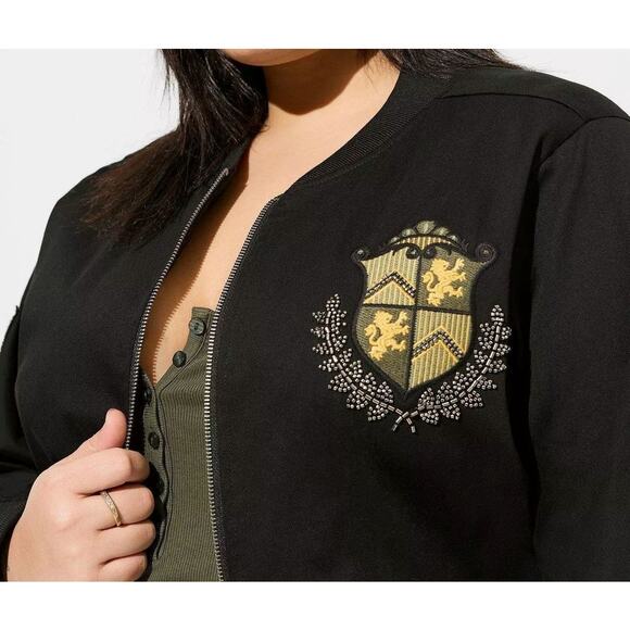 2X | 18/20 | Beaded Embellished Stretch Twill Zip-up Bomber Jacket | NWT - Picture 4 of 7